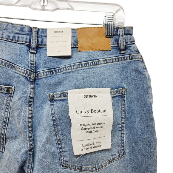 Cotton On Womens Curvy Bootcut Jeans Size 32 Stretch Blue high waist Flare - Picture 4 of 12